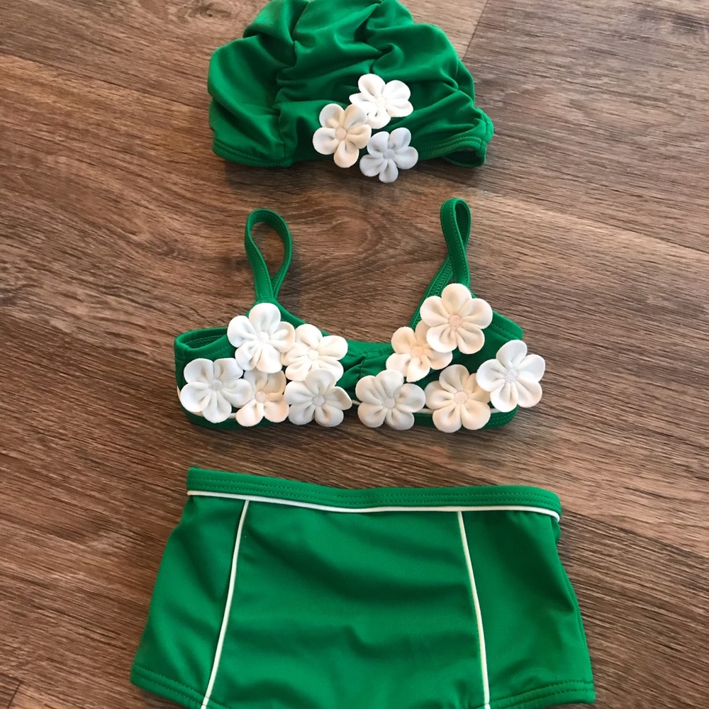 Janie and Jack swimsuit with swim cap